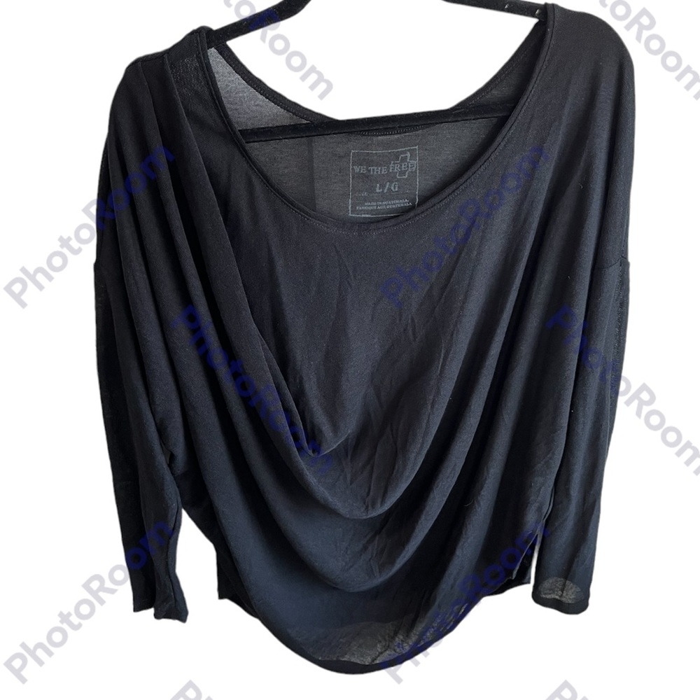 We The Free Black Drape Long Sleeve Shirt Size Large